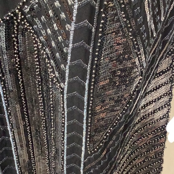 NWOT Cupio Black Beaded Sequin Embellished Sleeveless Shift Evening Dress Sz 10 - Picture 7 of 12